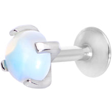 Load image into Gallery viewer, 16G 1/4 White Opalite Internally Threaded Labret Monroe Tragus