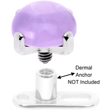 Load image into Gallery viewer, 14G Natural Purple Amethyst Externally Threaded Dermal Anchor Top