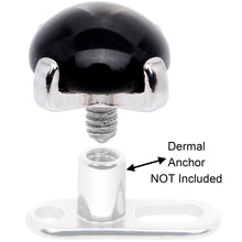 Load image into Gallery viewer, 14G Natural Black Agate Externally Threaded Dermal Anchor Top