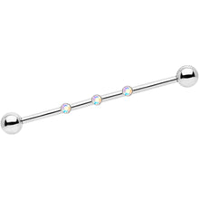 Load image into Gallery viewer, 14G Aurora Gem Triplet Industrial Barbell 35mm