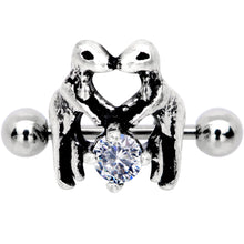 Load image into Gallery viewer, 16G 3/8 Clear CZ Gem Prehistoric Dinosaur Heart Cartilage Cuff