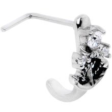 Load image into Gallery viewer, 20G 1/4 Clear CZ Gem Nautical Anchor Faux Hoop L Shape Nose Ring