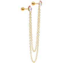 Load image into Gallery viewer, 16G 1/4 Gold Tone Pretty Unicorns Cartilage Chain Earring