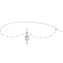 Load image into Gallery viewer, Clear Gem Dancing Queen Chandelier Dangle Belly Ring Belly Chain