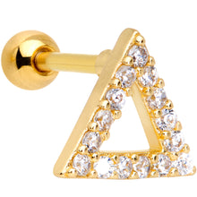 Load image into Gallery viewer, 16G 1/4 Clear Gem Gold Tone Triangle Cartilage Tragus