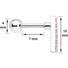 Load image into Gallery viewer, 16G 1/4 Pink Gem Triangle Cartilage Tragus