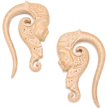 Load image into Gallery viewer, Hand Carved Wood Forest Nymph Hanger Plug Set 6mm to 18mm