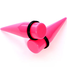 Load image into Gallery viewer, Flirty Fuchsia Lightweight Pink Acrylic Straight Taper Set 10mm to 18mm