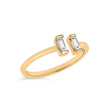Load image into Gallery viewer, 14K Yellow Gold Plated Sterling Silver 1/5 Cttw Baguette Diamond Open Band Ring