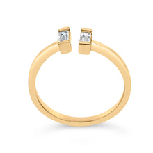 Load image into Gallery viewer, 14K Yellow Gold Plated Sterling Silver 1/5 Cttw Baguette Diamond Open Band Ring