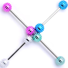 Load image into Gallery viewer, Bright Stripes Party Barbell Tongue Ring Set of 4