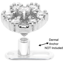 Load image into Gallery viewer, 14G Clear Gem Externally Threaded Dermal Anchor Top