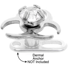 Load image into Gallery viewer, 14G Clear Gem Biohazard Dermal Anchor Top
