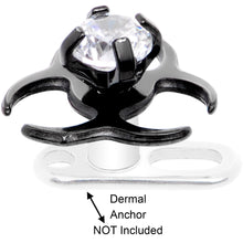 Load image into Gallery viewer, 14G Clear Gem Black Biohazard Dermal Anchor Top
