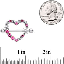 Load image into Gallery viewer, 14G 7/8 Pink Clear Gem Loves Garden Nipple Shield Set