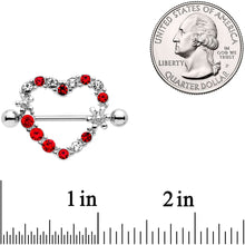 Load image into Gallery viewer, 14G 7/8 Red Clear Gem Loves Garden Nipple Shield Set