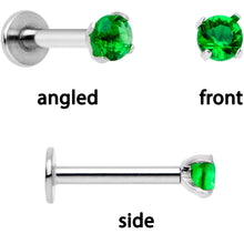 Load image into Gallery viewer, 16G 1/4 Green Gem Lotus Flower Cartilage Tragus Earring Set of 3