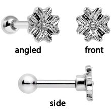 Load image into Gallery viewer, 16G 1/4 Clear Gem Flowers Cartilage Tragus Earring Set of 3