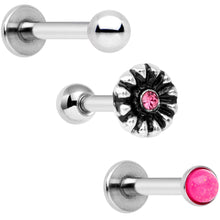 Load image into Gallery viewer, 16G 1/4 Perfect in Pink Cartilage Tragus Earring Set of 3