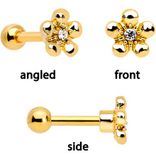 Load image into Gallery viewer, 16G 1/4 Clear Gem Gold Tone Daisy Flower Cartilage Tragus Set of 3