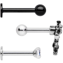 Load image into Gallery viewer, 16G 1/4 Clear Gem Springtime Cartilage Tragus Earring Set of 3