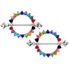 Load image into Gallery viewer, 14G 9/16 Multicolor Gem Rainbow Wonderland Nipple Shield Set