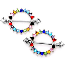 Load image into Gallery viewer, 14G 9/16 Multicolor Gem Rainbow Wonderland Nipple Shield Set