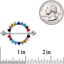 Load image into Gallery viewer, 14G 9/16 Multicolor Gem Rainbow Wonderland Nipple Shield Set