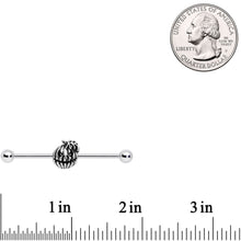 Load image into Gallery viewer, 14G Spooky Smiling Jack O Lantern Industrial Barbell 38mm