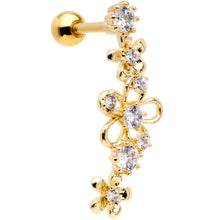 Load image into Gallery viewer, 16G 1/4 Clear CZ Gem Gold Tone Flower Left Ear Cartilage Earring