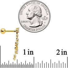 Load image into Gallery viewer, 16G 1/4 Clear CZ Gem Gold Tone Flower Left Ear Cartilage Earring