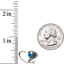 Load image into Gallery viewer, 16G 3/8 Blue CZ Gem Mermaid Treasure Left Heart Closure Ring