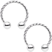 Load image into Gallery viewer, 14G 1/2 9/16 Blue Seashell Twisted Horseshoe Nipple Jewelry Set
