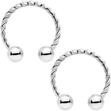 Load image into Gallery viewer, 14G 1/2 9/16 Seashell Twisted Horseshoe Nipple Jewelry Set