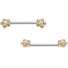 Load image into Gallery viewer, 14G 9/16 Clear Gem Precious Flower Barbell Nipple Ring Set