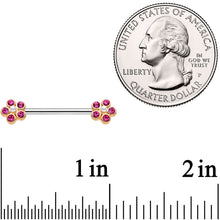 Load image into Gallery viewer, 14G 9/16 Pink Gem Precious Flower Barbell Nipple Ring Set