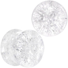 Load image into Gallery viewer, Clear Shattered Glass Saddle Plug Set 6mm to 16mm