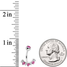 Load image into Gallery viewer, Pink Clear CZ Gem Wave Of Glamour Belly Ring