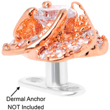 Load image into Gallery viewer, 14G Clear CZ Gem Roses Romance Rose Gold Tone Dermal Anchor Top