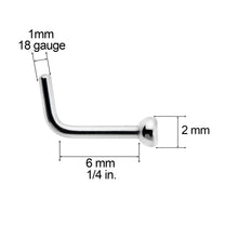 Load image into Gallery viewer, 18G Grade 23 Titanium Press Fit CZ Micro Ball L Shaped Nose Ring
