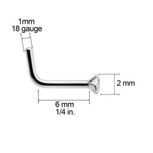 Load image into Gallery viewer, 18G 1/4 Clear 2mm CZ Gem Grade 23 Titanium L Shaped Nose Ring