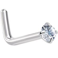 Load image into Gallery viewer, 20G 1/4 Clear 2mm CZ Gem Grade 23 Titanium L Shaped Nose Ring