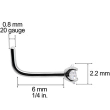 Load image into Gallery viewer, 20G Clear 2mm CZ Gem Grade 23 Titanium Rhombus L Shaped Nose Ring