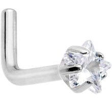 Load image into Gallery viewer, 18G Clear 3mm CZ Star Gem Grade 23 Titanium L Shaped Nose Ring