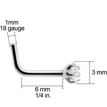 Load image into Gallery viewer, 18G Clear 3mm CZ Star Gem Grade 23 Titanium L Shaped Nose Ring