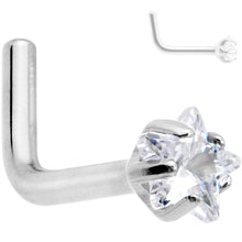 Load image into Gallery viewer, 18G Clear 3mm CZ Star Gem Grade 23 Titanium L Shaped Nose Ring