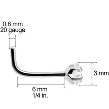 Load image into Gallery viewer, 20G Clear 3mm CZ Star Gem Grade 23 Titanium L Shaped Nose Ring