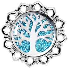 Load image into Gallery viewer, Blue Glitter Inlay Tree of Life Single Flare Plug Set 6mm to 20mm