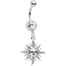 Load image into Gallery viewer, Clear Gem Celestial Sun Dangle Belly Ring