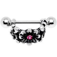 Load image into Gallery viewer, 16G 3/8 Pink Gem Floral Wreath Cuff Cartilage Earring